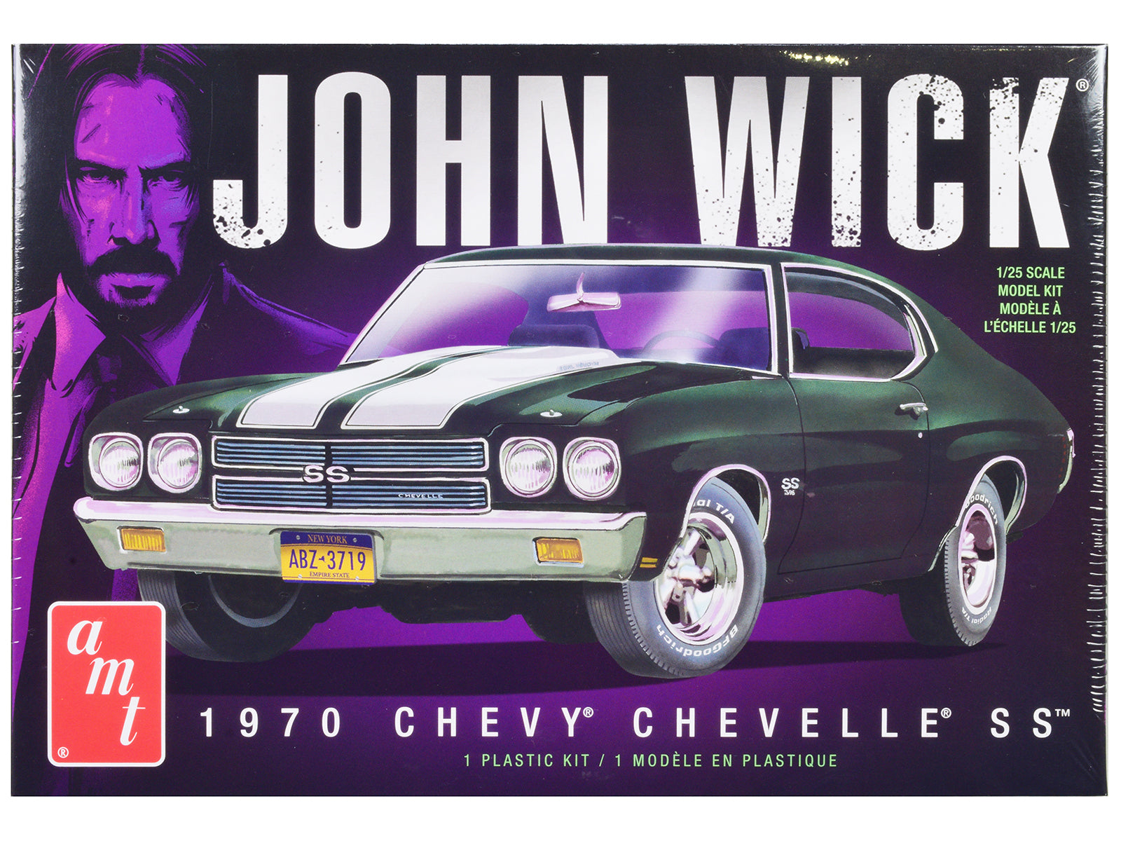 Skill 2 Model Kit 1970 Chevrolet Chevelle SS &quot;John Wick&quot; (2014) Movie 1/25 Scale Model by AMT