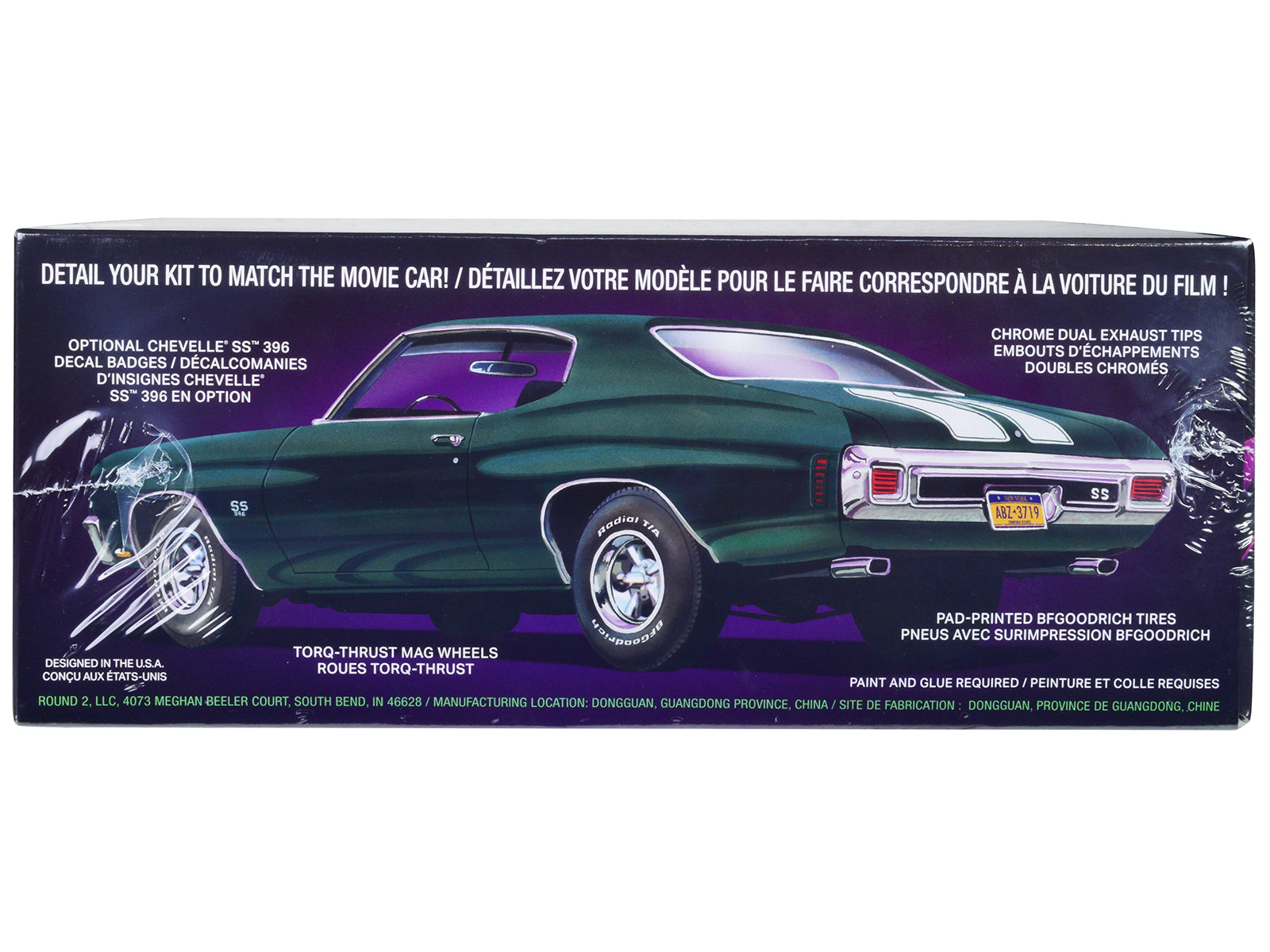 Skill 2 Model Kit 1970 Chevrolet Chevelle SS &quot;John Wick&quot; (2014) Movie 1/25 Scale Model by AMT