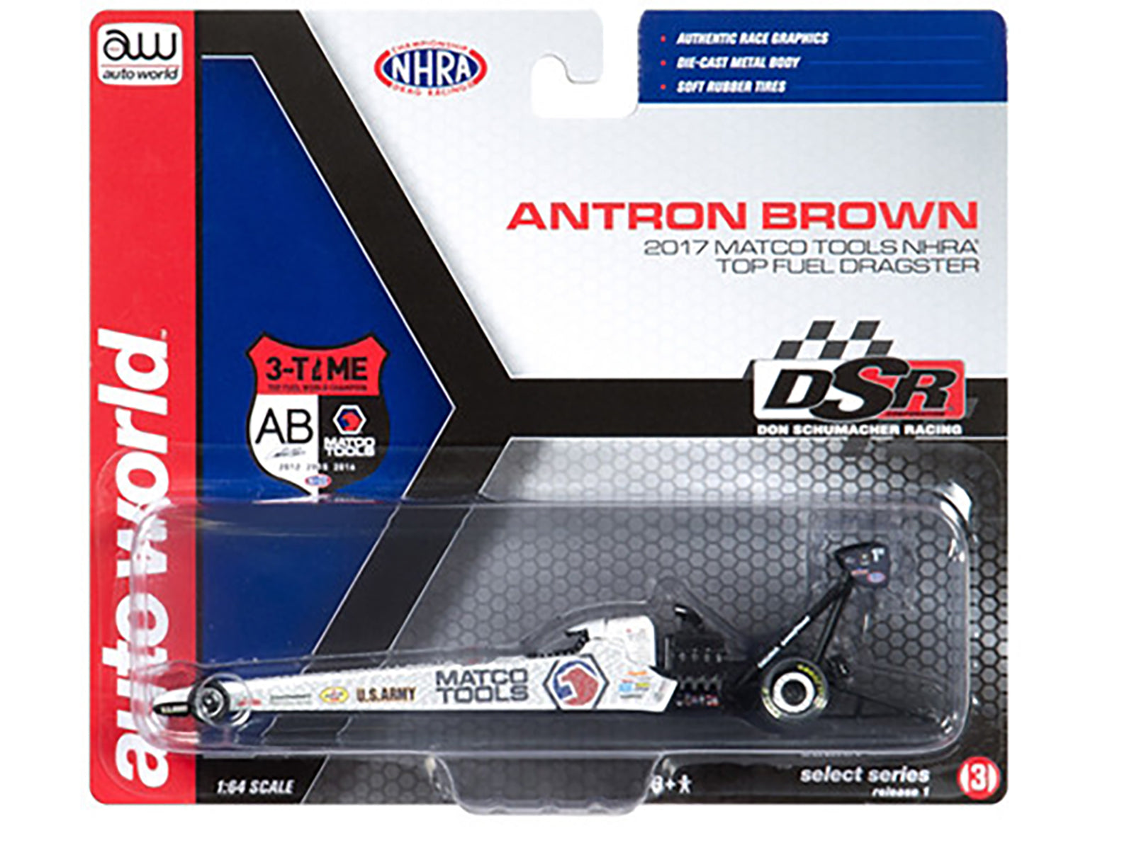 2017 NHRA Antron Brown &quot;Matco Tools&quot; TFD 1/64 Diecast Model Car by Autoworld
