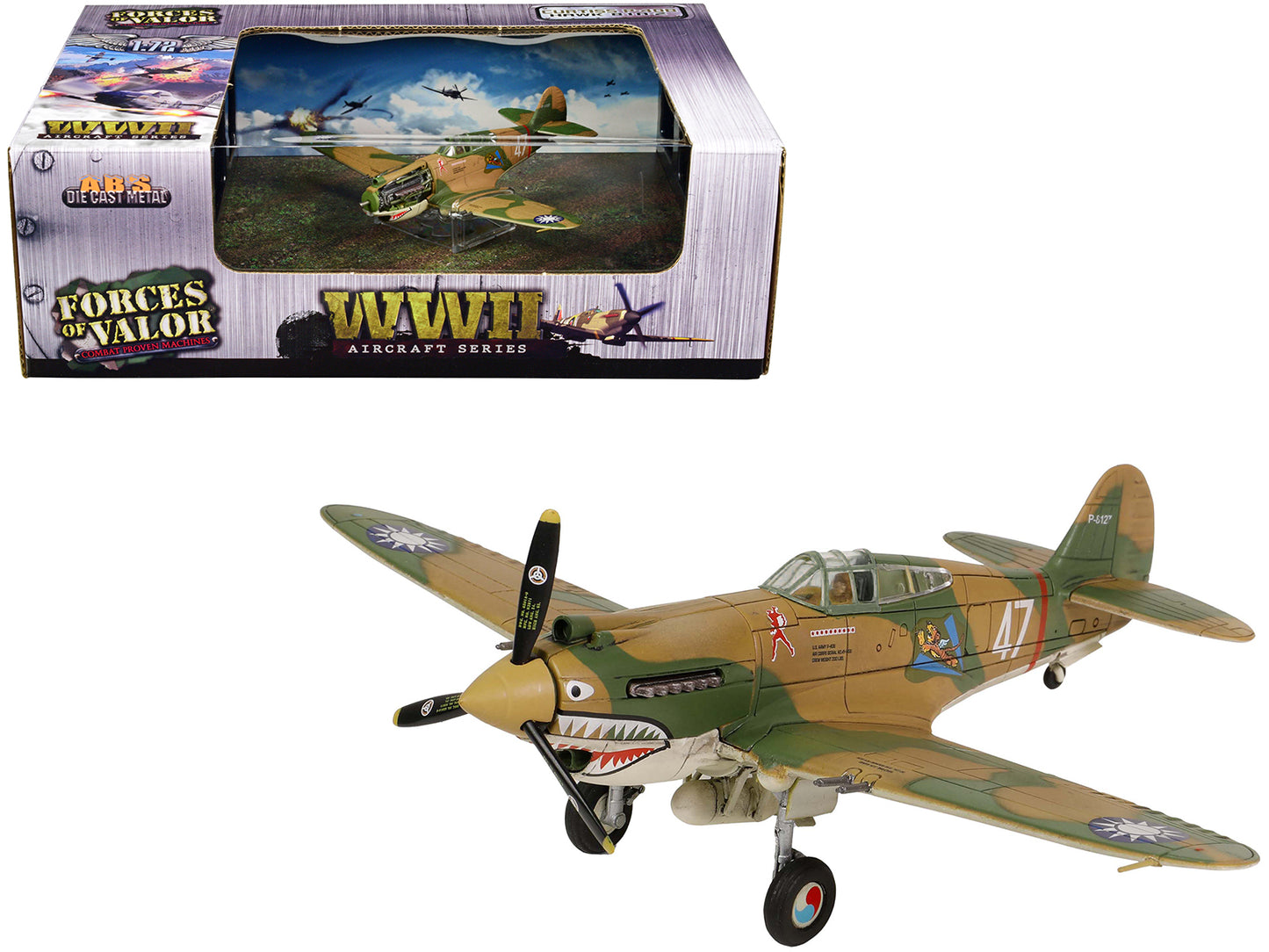 Curtiss P-40B HAWK 81A-2 Aircraft Fighter &quot;3rd Pursuit Squadron American Volunteer Group P-8127 Serial : 47 China&quot; (June 1942) &quot;WW2 Aircrafts Series&quot; 1/72 Diecast Model by Forces of Valor