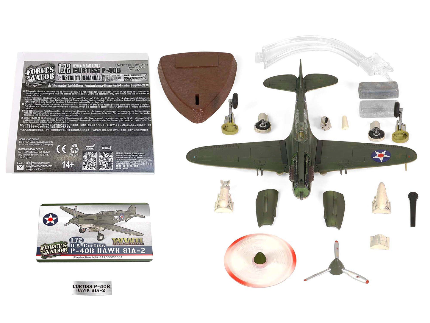 Curtiss P-40B HAWK 81A-2 (P-8127) Aircraft Fighter &quot;47th Pursuit Squadron (15th Pursuit Group) Serial : 316/15P Hawaiian Islands Pearl Habor&quot; (7 December 1941) &quot;WW2 Aircrafts Series&quot; 1/72 Diecast Model by Forces of Valor