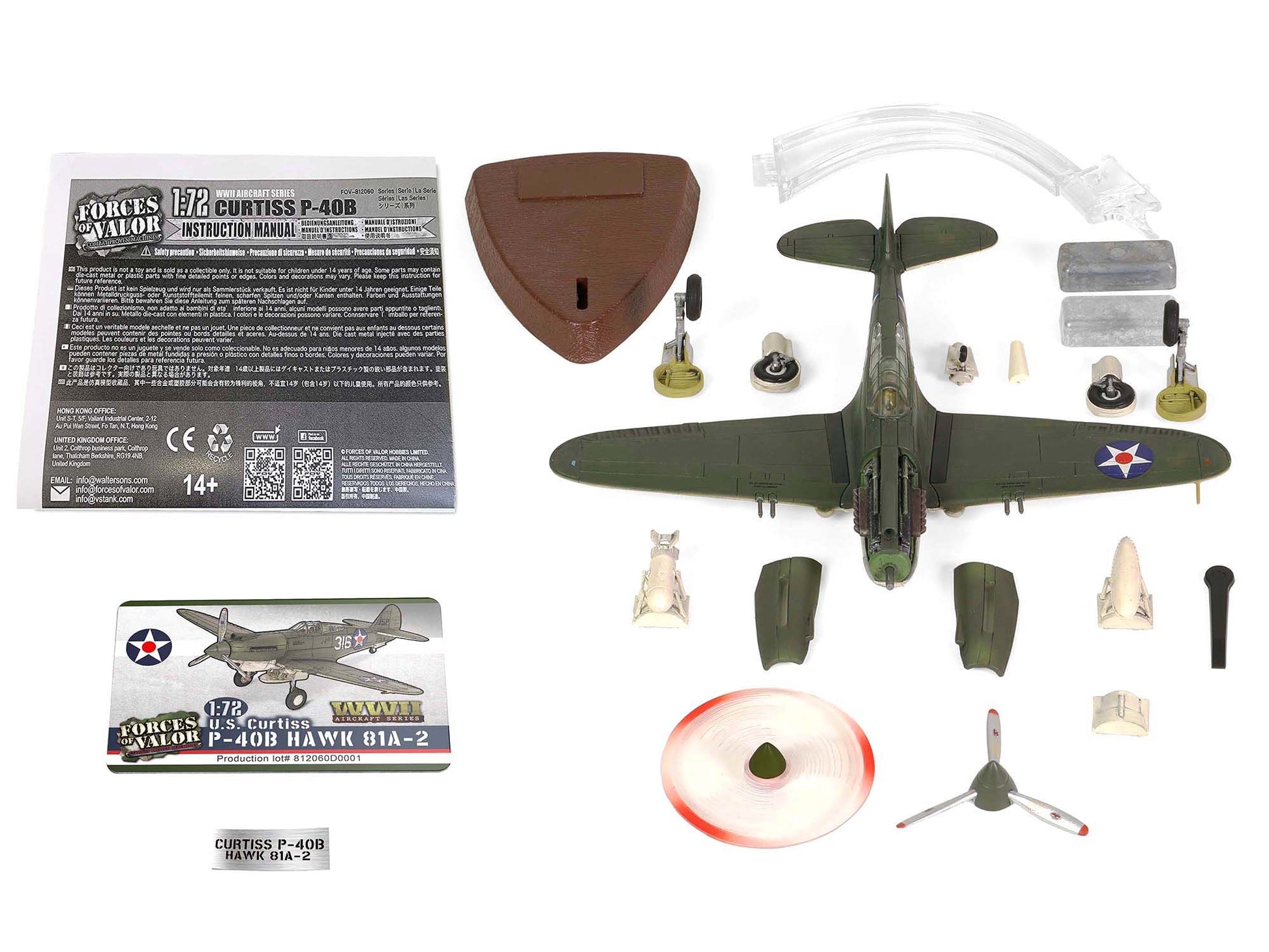 Curtiss P-40B HAWK 81A-2 (P-8127) Aircraft Fighter &quot;47th Pursuit Squadron (15th Pursuit Group) Serial : 316/15P Hawaiian Islands Pearl Habor&quot; (7 December 1941) &quot;WW2 Aircrafts Series&quot; 1/72 Diecast Model by Forces of Valor