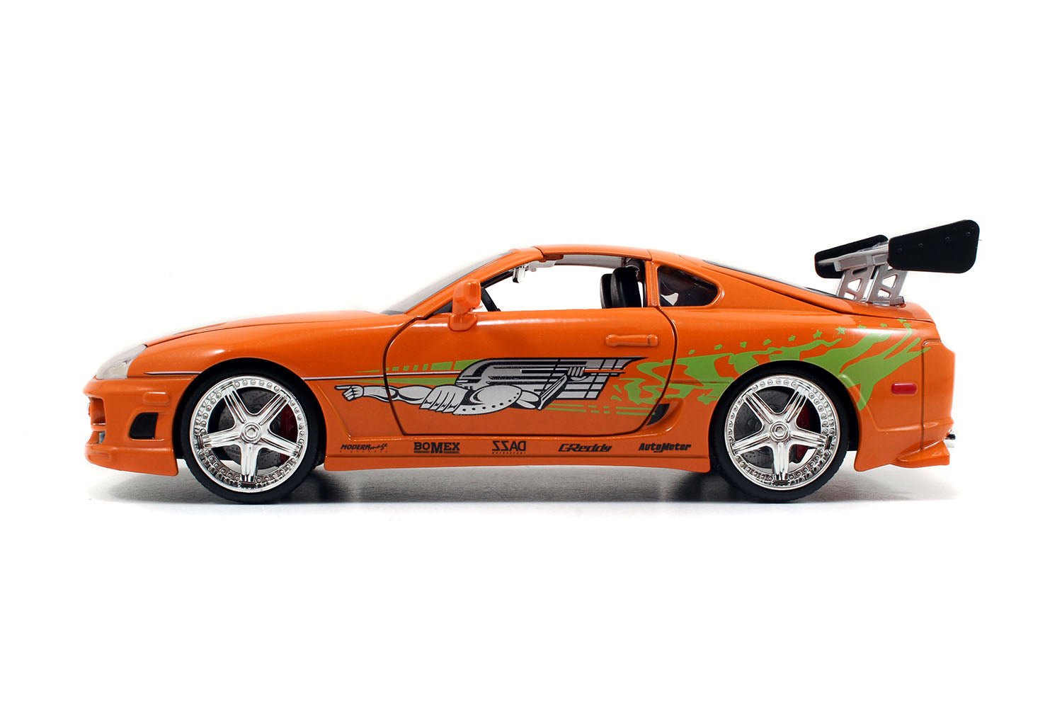 Model Kit Toyota Supra Metallic Orange with Brian Diecast Figure &quot;Fast & Furious&quot; Movie &quot;Build N' Collect&quot; 1/24 Diecast Model Car by Jada