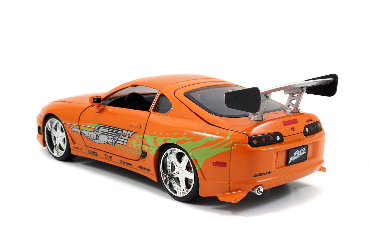 Model Kit Toyota Supra Metallic Orange with Brian Diecast Figure &quot;Fast & Furious&quot; Movie &quot;Build N' Collect&quot; 1/24 Diecast Model Car by Jada