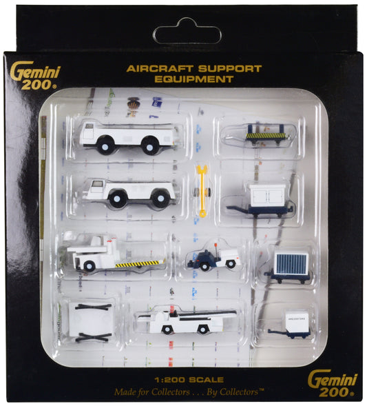 Airport Support Equipment Set of 10 pieces &quot;Gemini 200&quot; Series Diecast Models by GeminiJets