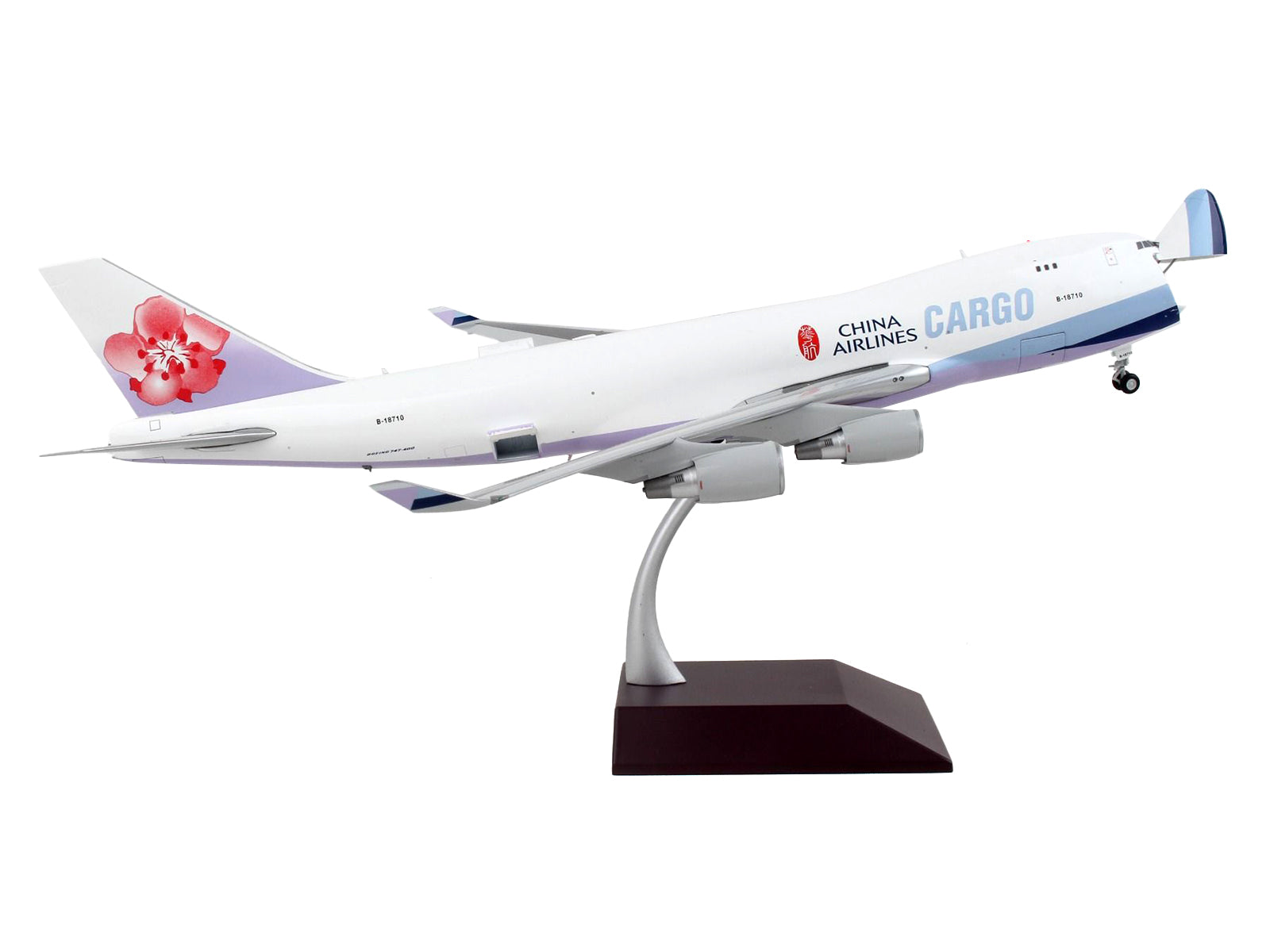 Boeing 747-400F Commercial Aircraft &quot;China Airlines Cargo&quot; White with Purple Tail &quot;Gemini 200 - Interactive&quot; Series 1/200 Diecast Model Airplane by GeminiJets