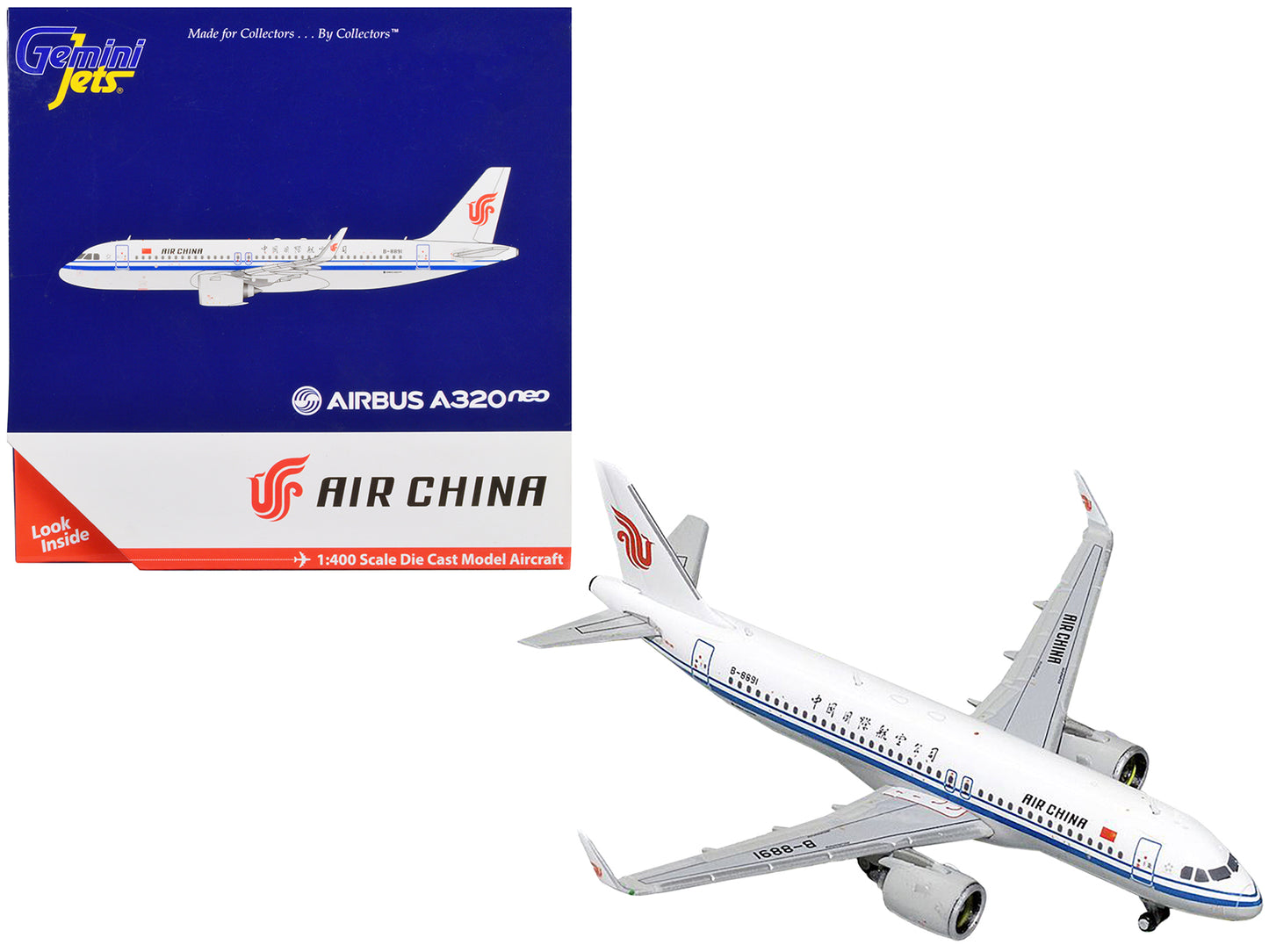 Airbus A320neo Commercial Aircraft &quot;Air China&quot; White with Blue Stripes 1/400 Diecast Model Airplane by GeminiJets