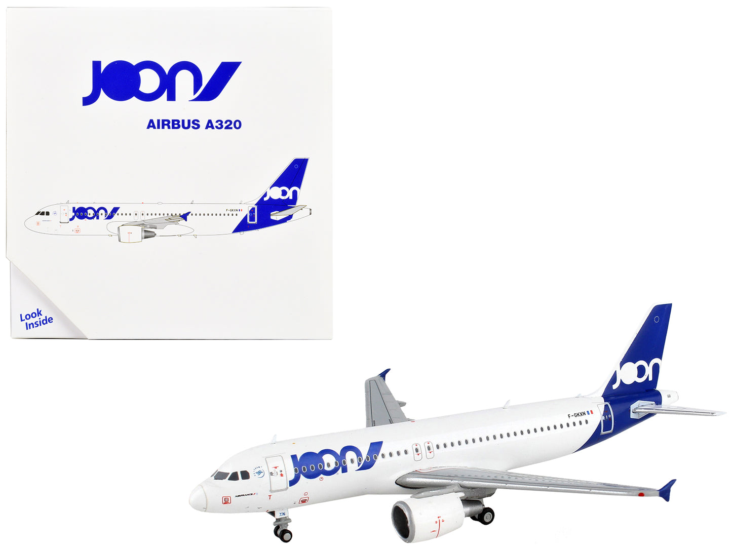 Airbus A320 Commercial Aircraft &quot;Joon&quot; White with Blue Tail 1/400 Diecast Model Airplane by GeminiJets