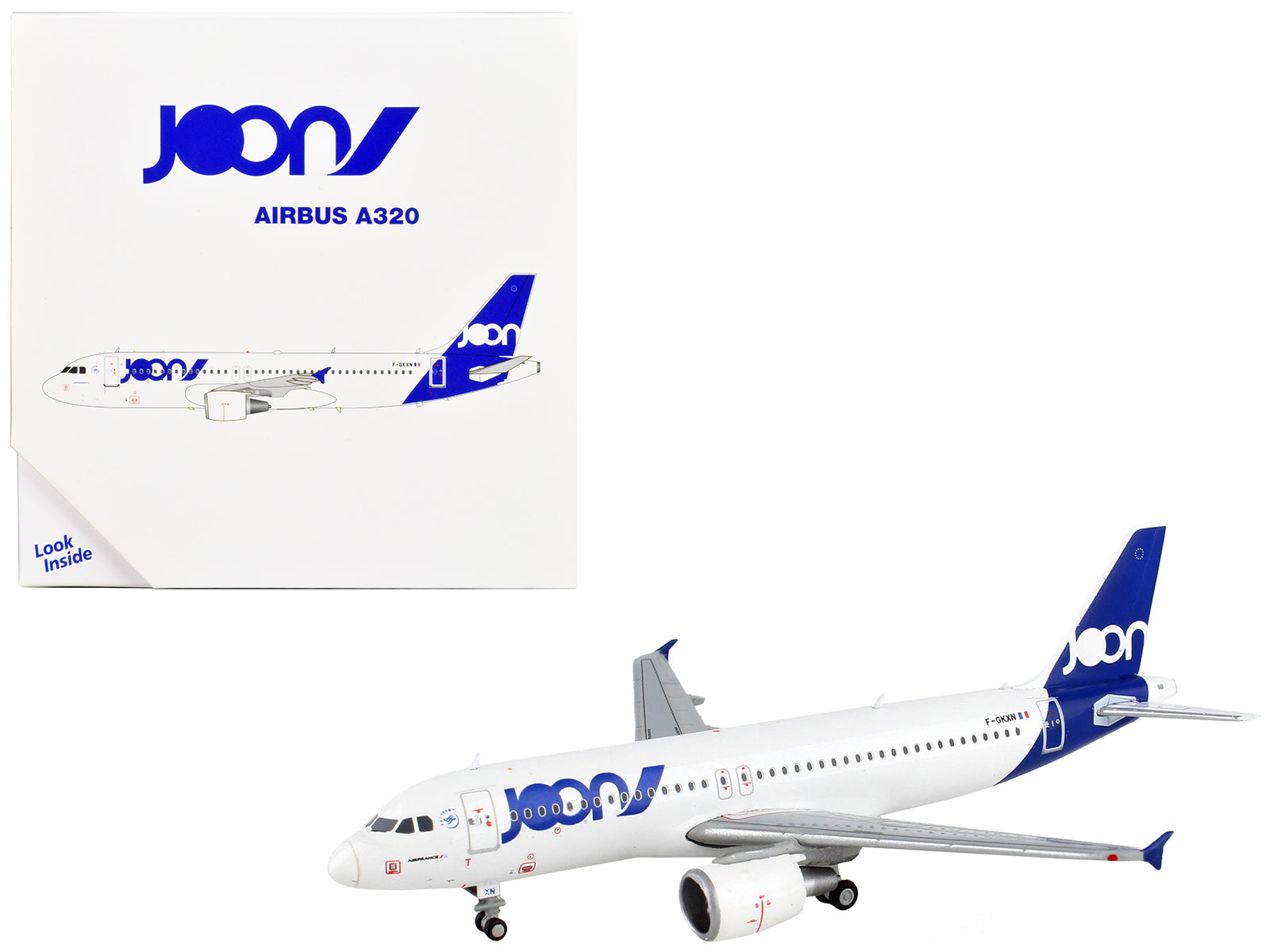 Airbus A320 Commercial Aircraft &quot;Joon&quot; White with Blue Tail 1/400 Diecast Model Airplane by GeminiJets