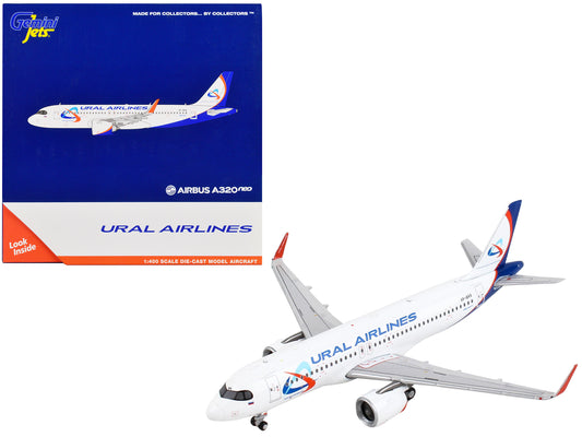 Airbus A320neo Commercial Aircraft &quot;Ural Airlines&quot; White with Blue Tail 1/400 Diecast Model Airplane by GeminiJets