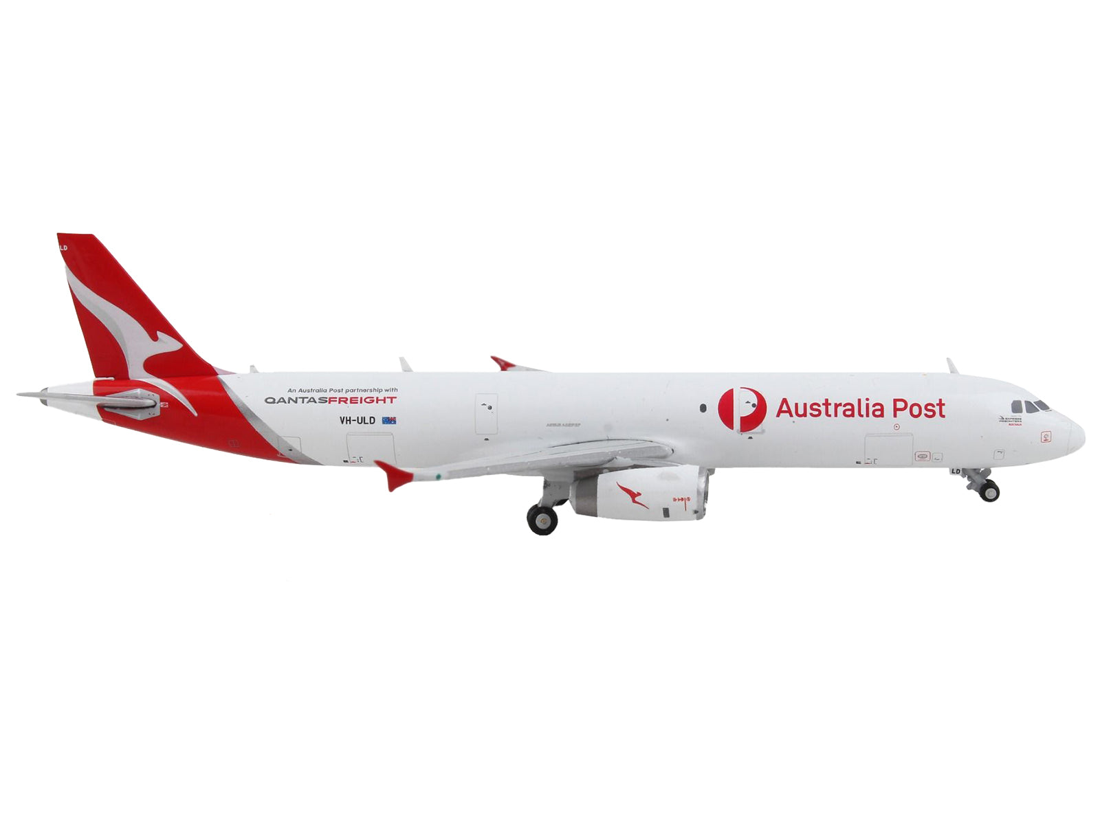 Airbus A321P2F Commercial Aircraft &quot;Qantas Freight - Australia Post&quot; White with Red Tail 1/400 Diecast Model Airplane by GeminiJets