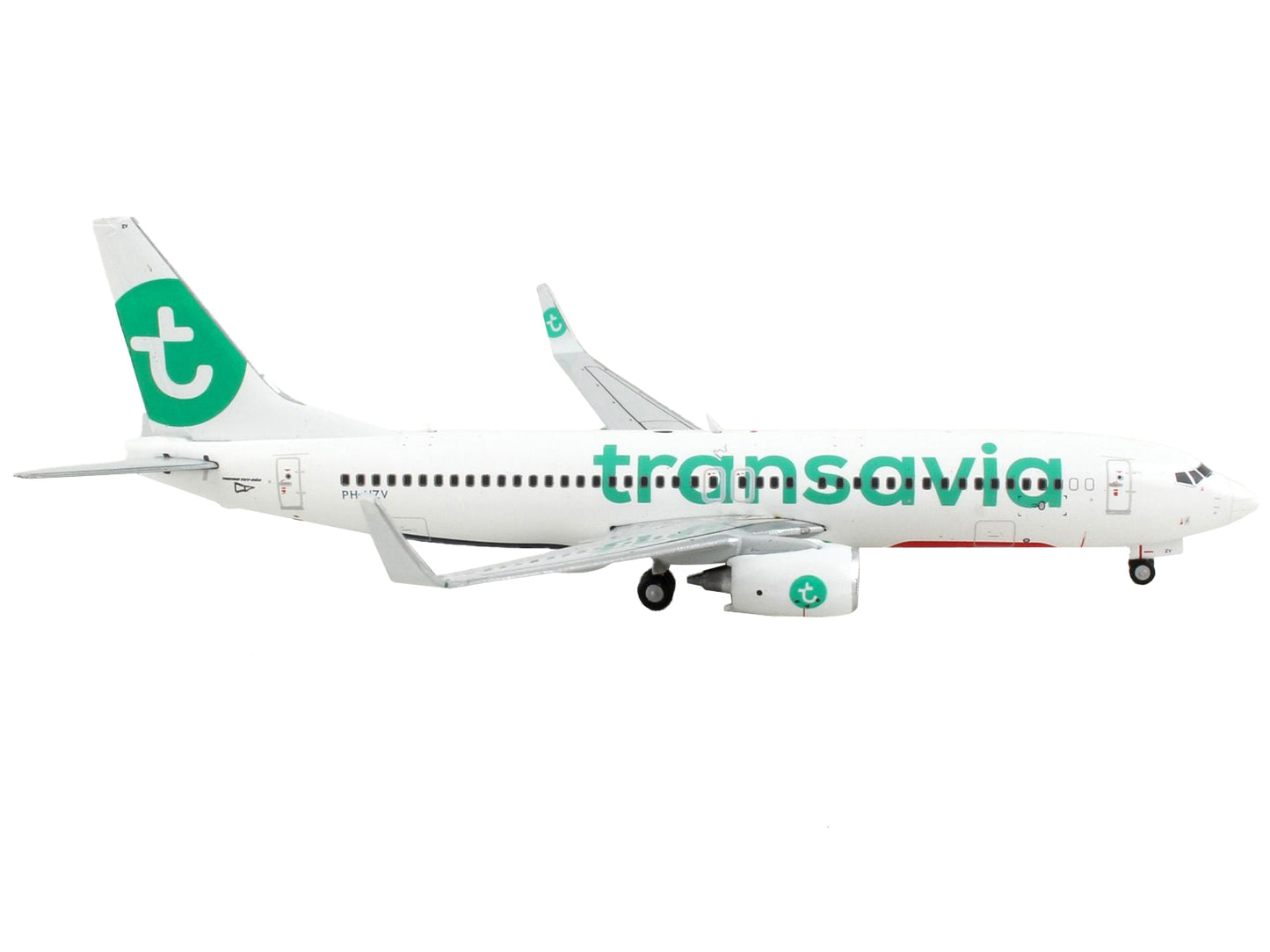 Boeing 737-800 Commercial Aircraft &quot;Transavia Airlines&quot; White with Green Tail 1/400 Diecast Model Airplane by GeminiJets