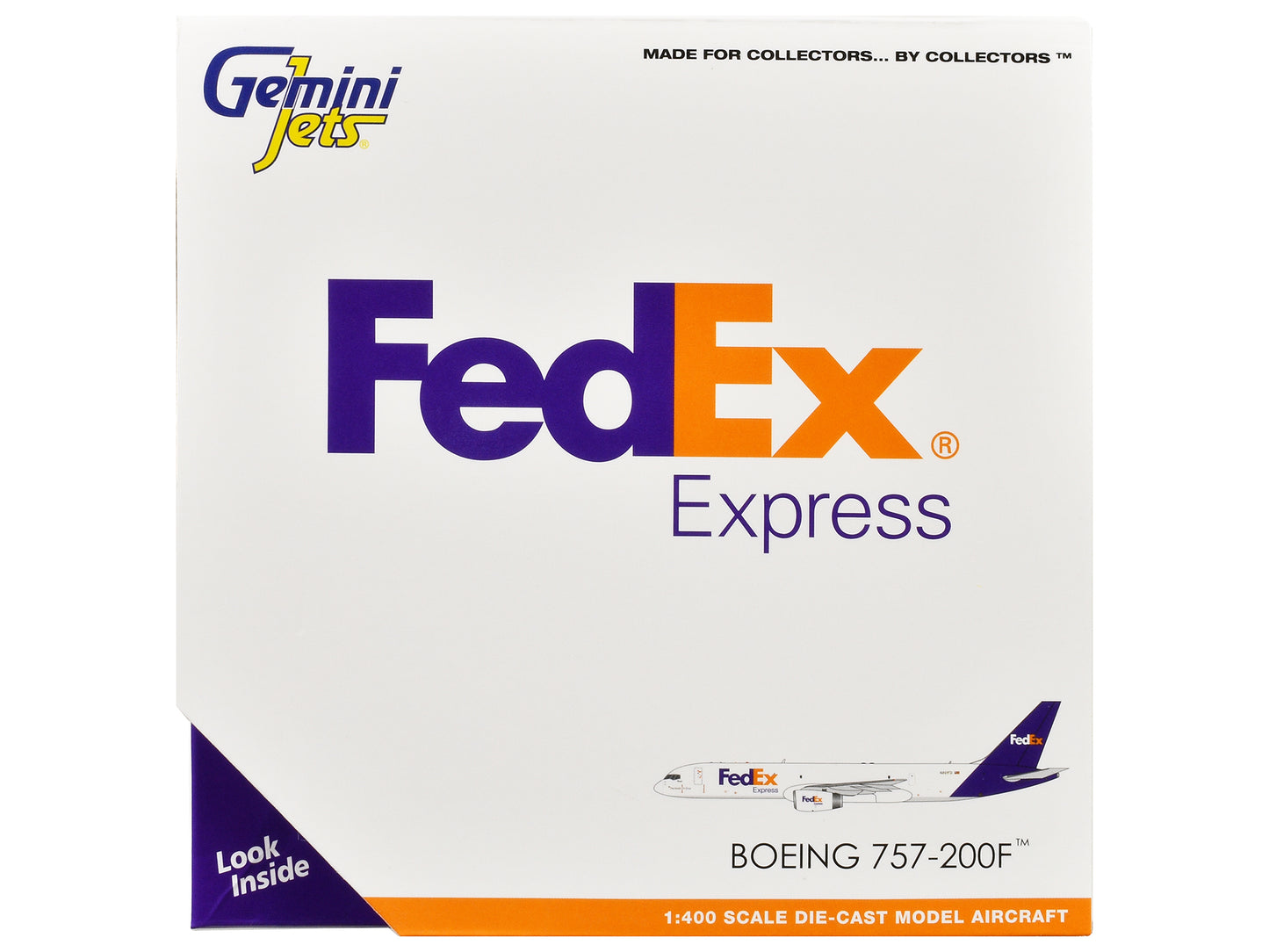 Boeing 757-200F Commercial Aircraft &quot;FedEx (Federal Express)&quot; (N921FD) White with Purple Tail 1/400 Diecast Model Airplane by GeminiJets