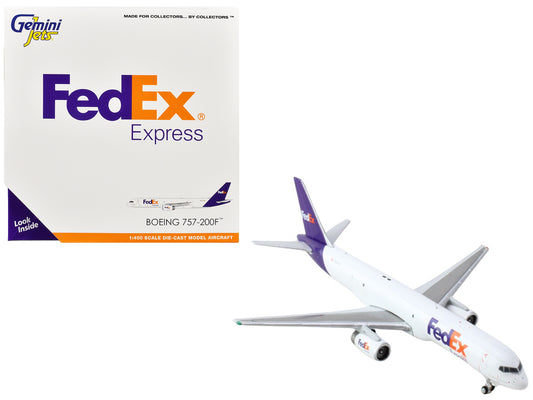 Boeing 757-200F Commercial Aircraft &quot;FedEx (Federal Express)&quot; (N921FD) White with Purple Tail 1/400 Diecast Model Airplane by GeminiJets