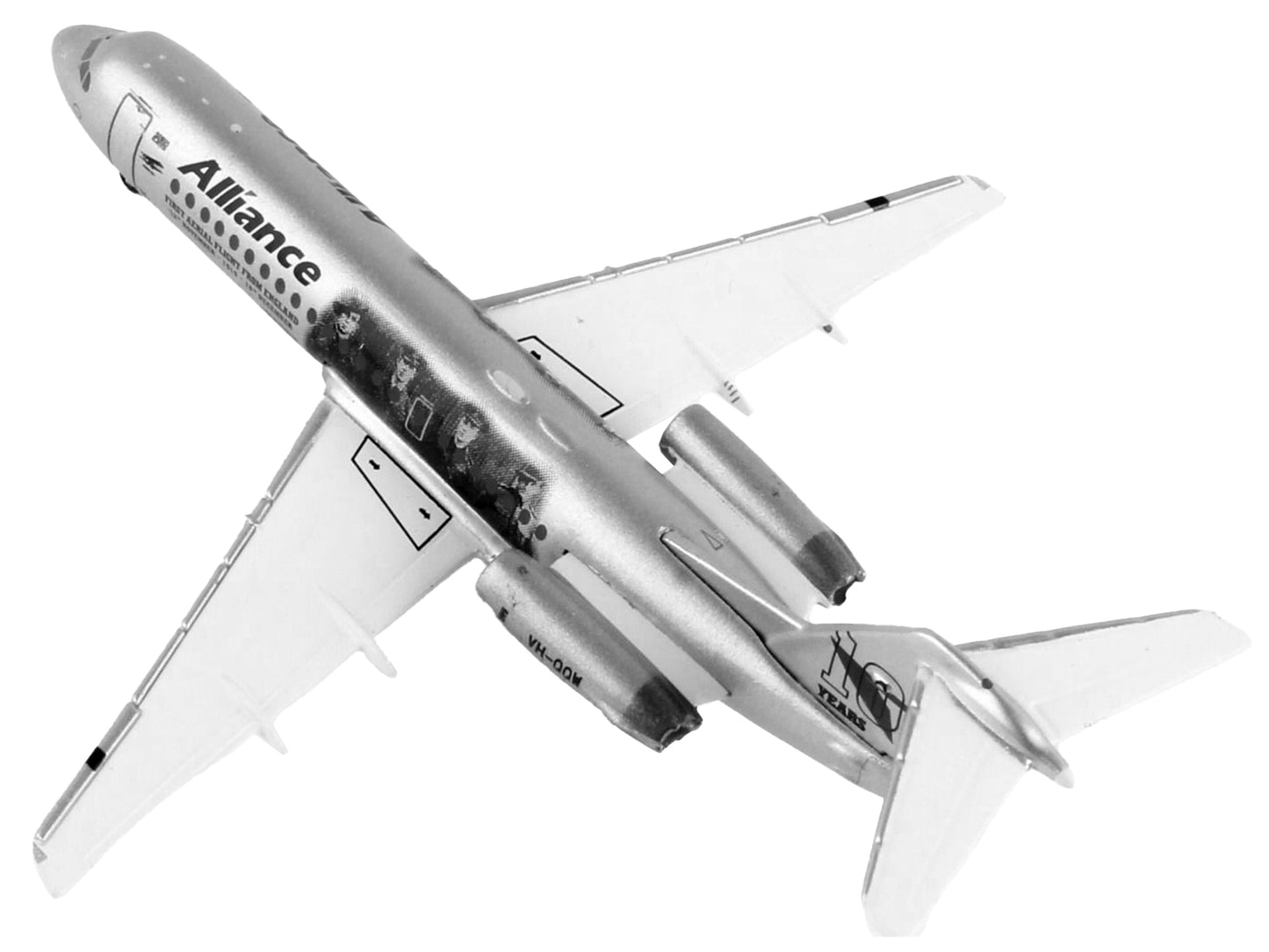 Fokker F70 Commercial Aircraft &quot;Alliance Airlines - 100 Years First Flight from England&quot; Silver Metallic 1/400 Diecast Model Airplane by GeminiJets