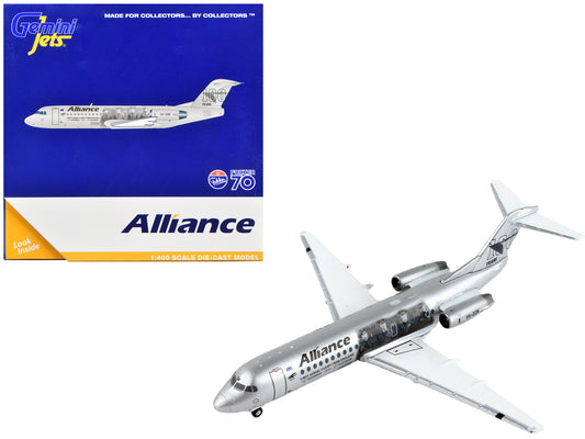 Fokker F70 Commercial Aircraft &quot;Alliance Airlines - 100 Years First Flight from England&quot; Silver Metallic 1/400 Diecast Model Airplane by GeminiJets