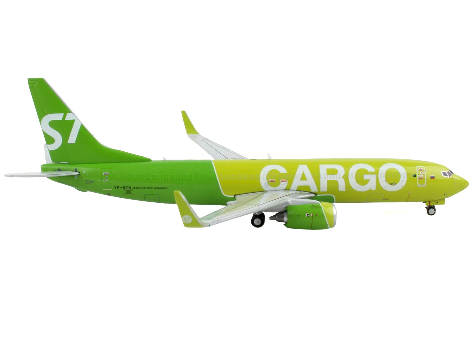 Boeing 737-800BCF Commercial Aircraft &quot;S7 Airlines Cargo&quot; Green 1/400 Diecast Model Airplane by GeminiJets