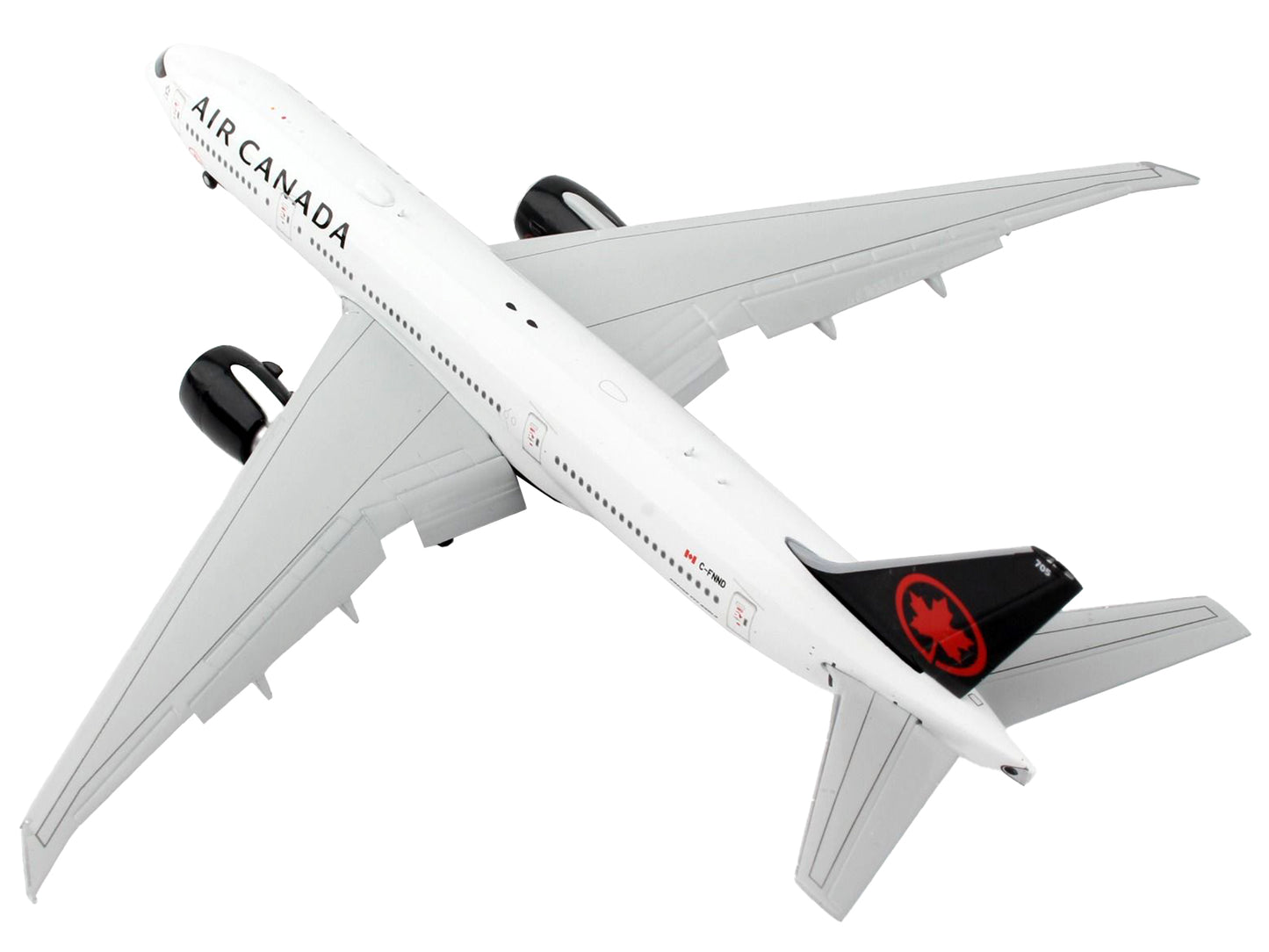 Boeing 777-200LR Commercial Aircraft with Flaps Down &quot;Air Canada&quot; White with Black Tail 1/400 Diecast Model Airplane by GeminiJets