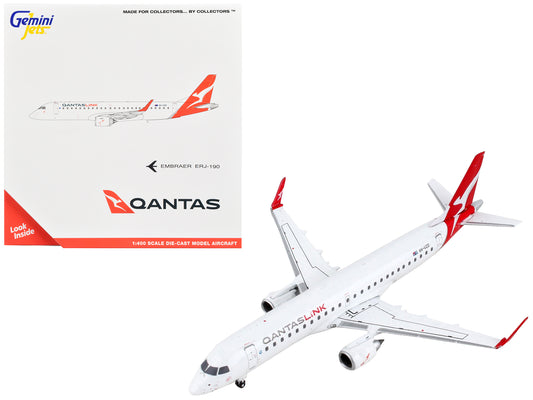 Embraer ERJ-190 Commercial Aircraft &quot;QantasLink&quot; White with Red Tail 1/400 Diecast Model Airplane by GeminiJets