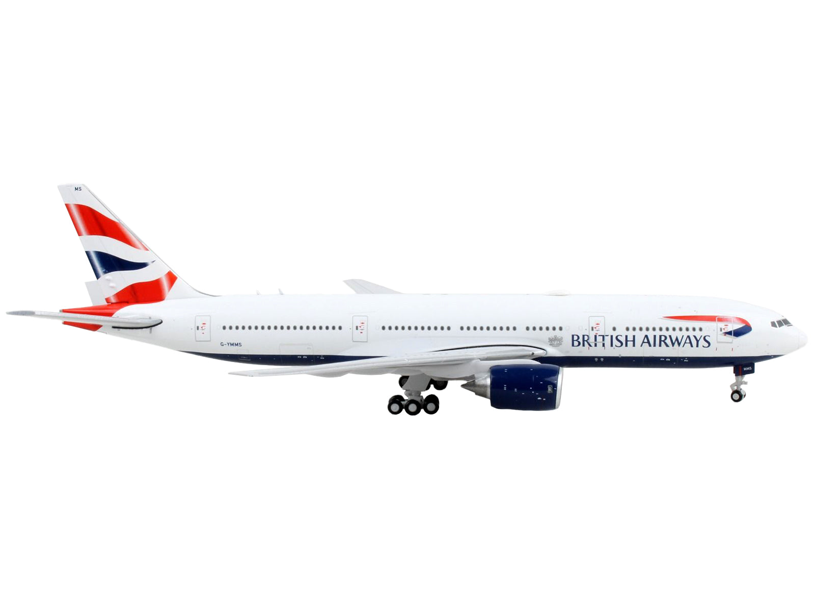 Boeing 777-200ER Commercial Aircraft &quot;British Airways&quot; White with Tail Stripes 1/400 Diecast Model Airplane by GeminiJets
