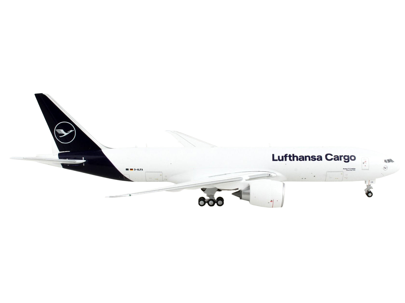 Boeing 777F Commercial Aircraft &quot;Lufthansa Cargo&quot; White with Dark Blue Tail 1/400 Diecast Model Airplane by GeminiJets