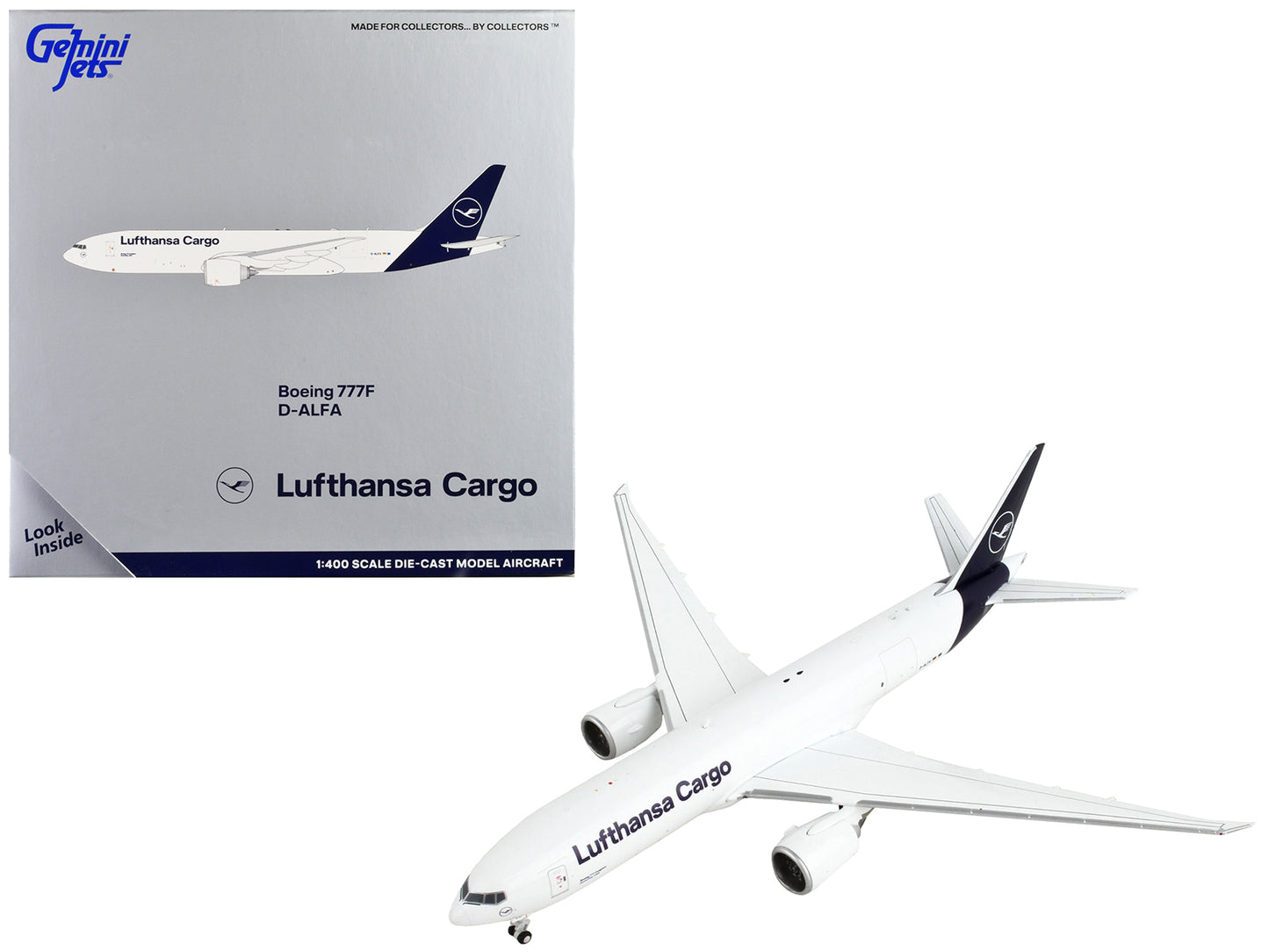 Boeing 777F Commercial Aircraft &quot;Lufthansa Cargo&quot; White with Dark Blue Tail 1/400 Diecast Model Airplane by GeminiJets