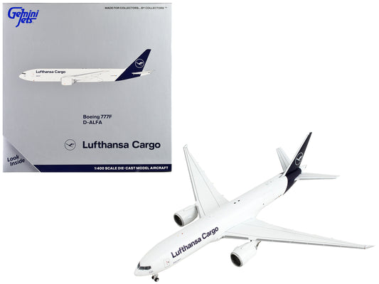 Boeing 777F Commercial Aircraft &quot;Lufthansa Cargo&quot; White with Dark Blue Tail 1/400 Diecast Model Airplane by GeminiJets