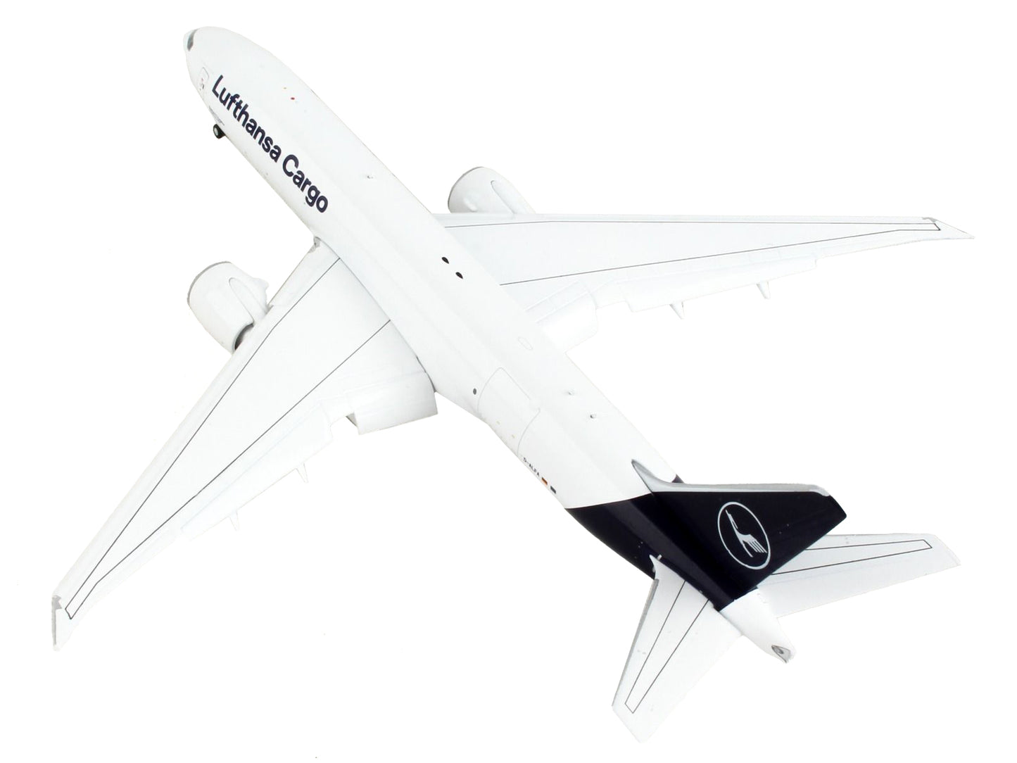 Boeing 777F Commercial Aircraft with Flaps Down &quot;Lufthansa Cargo&quot; White with Dark Blue Tail 1/400 Diecast Model Airplane by GeminiJets