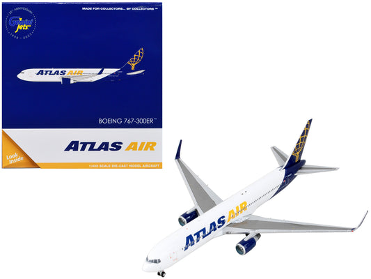 Boeing 767-300ER Commercial Aircraft &quot;Atlas Air&quot; White and Blue 1/400 Diecast Model Airplane by GeminiJets