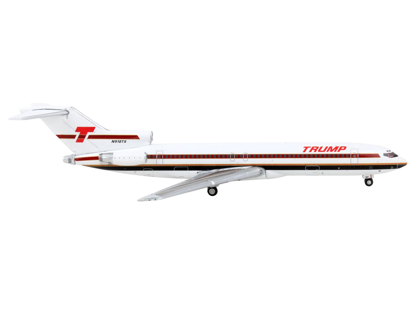 Boeing 727-200 Commercial Aircraft &quot;Trump Shuttle&quot; White with Red Stripes 1/400 Diecast Model Airplane by GeminiJets