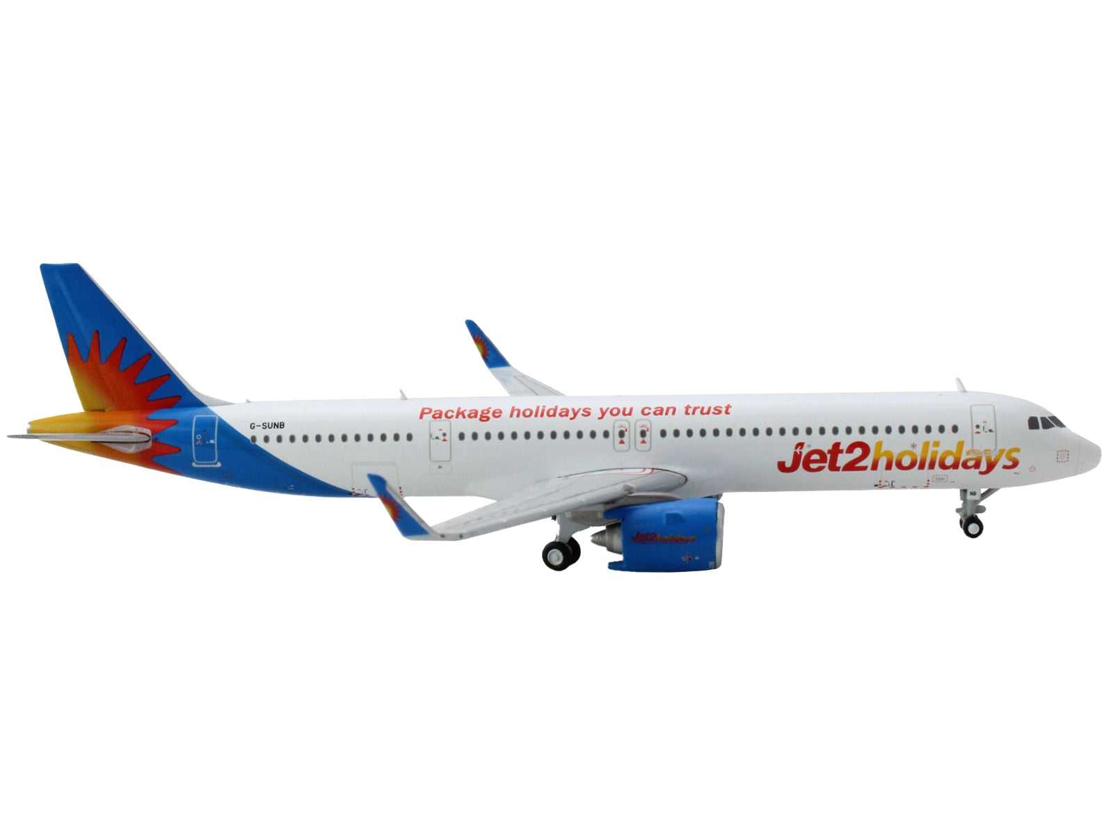 Airbus A321neo Commercial Aircraft &quot;Jet2 Holidays&quot; White with Blue Tail 1/400 Diecast Model Airplane by GeminiJets
