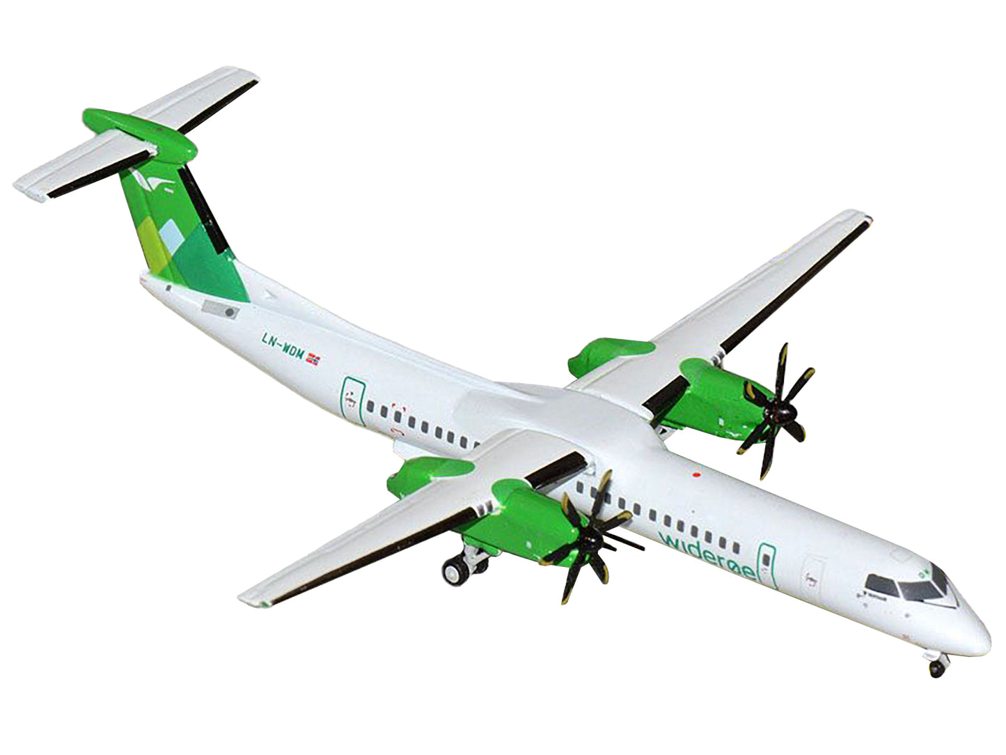 Bombardier Q400 Commercial Aircraft &quot;Wideroe&quot; (LN-WDM) White with Green Tail 1/400 Diecast Model Airplane by GeminiJets