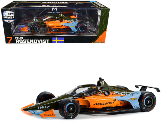Dallara IndyCar #7 Felix Rosenqvist &quot;UNDEFEATED&quot; Arrow McLaren SP Indianapolis 500 &quot;NTT IndyCar Series&quot; (2022) 1/18 Diecast Model Car by Greenlight
