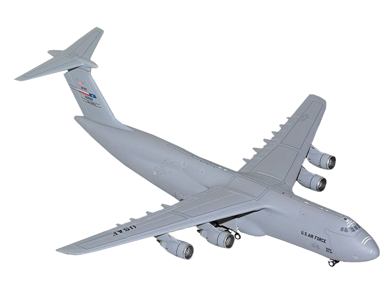 Lockheed C-5M Super Galaxy Transport Aircraft &quot;Lackland Air Force Base&quot; United States Air Force (85-0009) Gray &quot;Gemini Macs&quot; Series 1/400 Diecast Model Airplane by GeminiJets