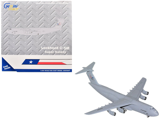 Lockheed C-5M Super Galaxy Transport Aircraft &quot;Lackland Air Force Base&quot; United States Air Force (85-0009) Gray &quot;Gemini Macs&quot; Series 1/400 Diecast Model Airplane by GeminiJets