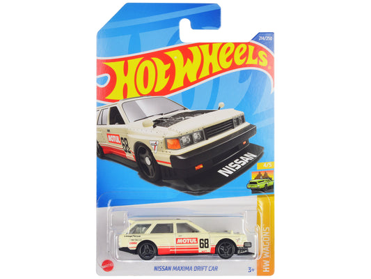 Nissan Maxima Wagon Drift Car #68 &quot;Motul&quot; Cream with Red Stripes &quot;HW Wagons&quot; Series Diecast Model Car by Hot Wheels
