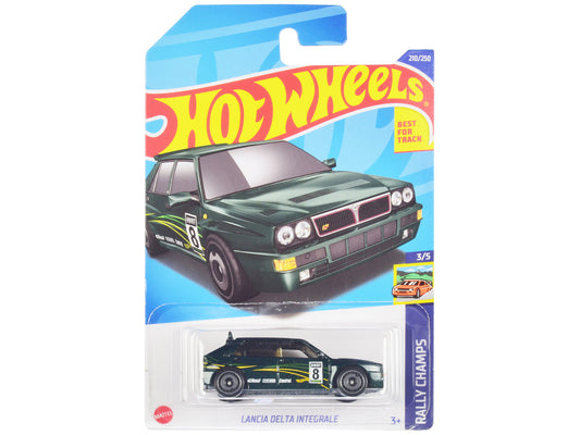 Lancia Delta Integrale #8 Green Metallic with Graphics &quot;Rally Champs&quot; Series Diecast Model Car by Hot Wheels