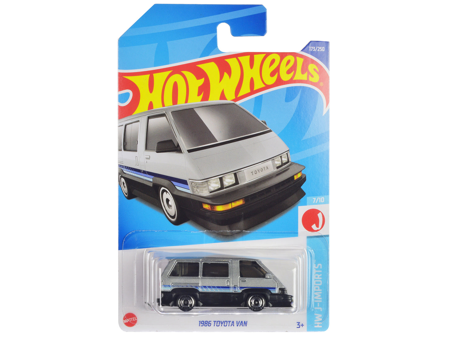 1986 Toyota Van Silver Metallic and Black with Stripes &quot;HW J-Imports&quot; Series Diecast Model Car by Hot Wheels