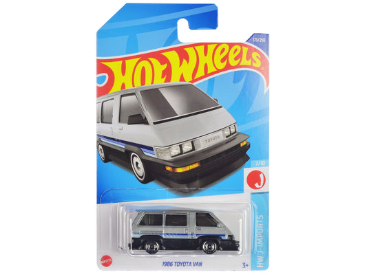 1986 Toyota Van Silver Metallic and Black with Stripes &quot;HW J-Imports&quot; Series Diecast Model Car by Hot Wheels