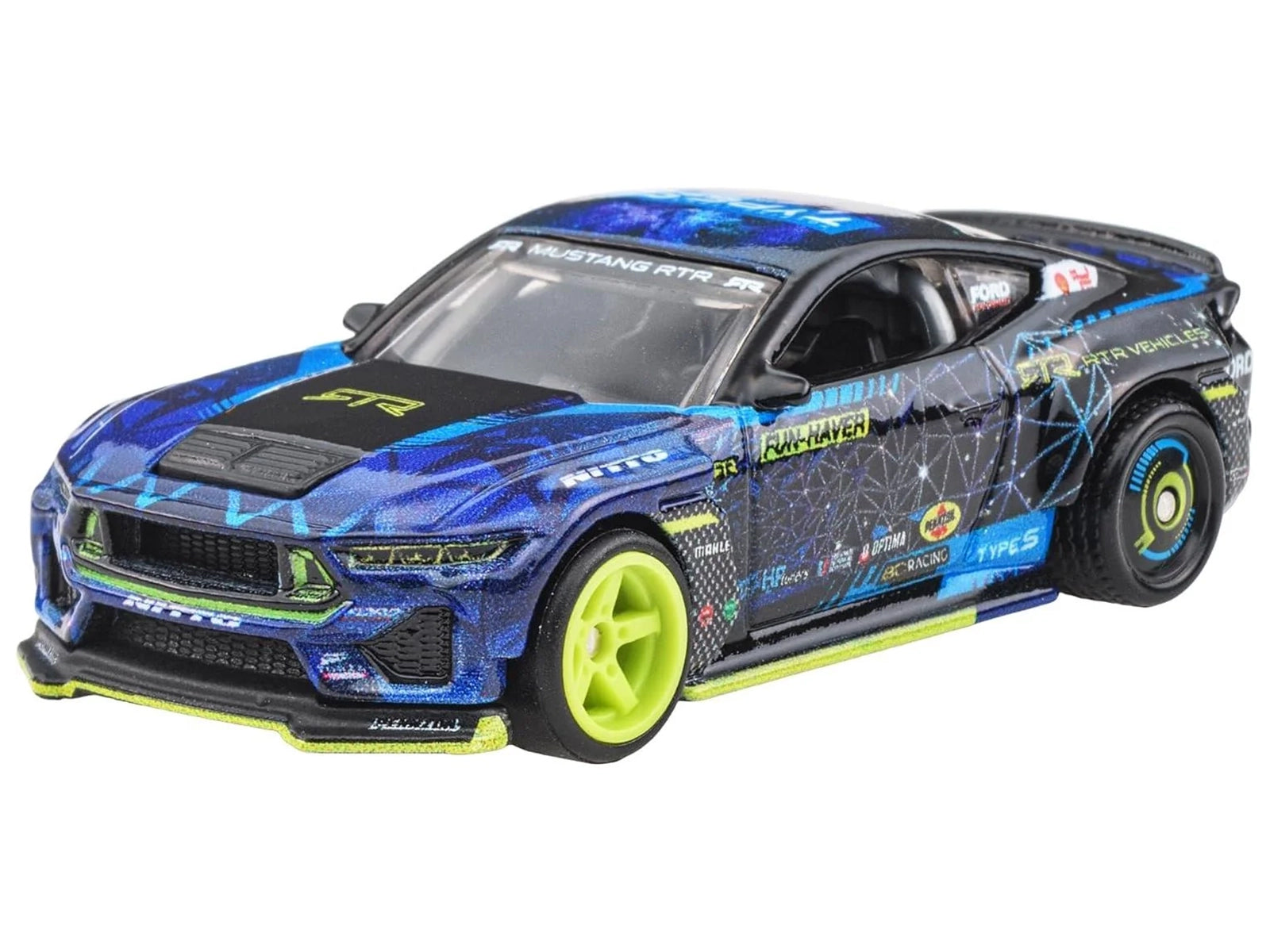 2024 Ford Mustang RTR Spec 5-FD Dark Blue with Graphics &quot;Circuit Legends&quot; Series Diecast Model Car by Hot Wheels