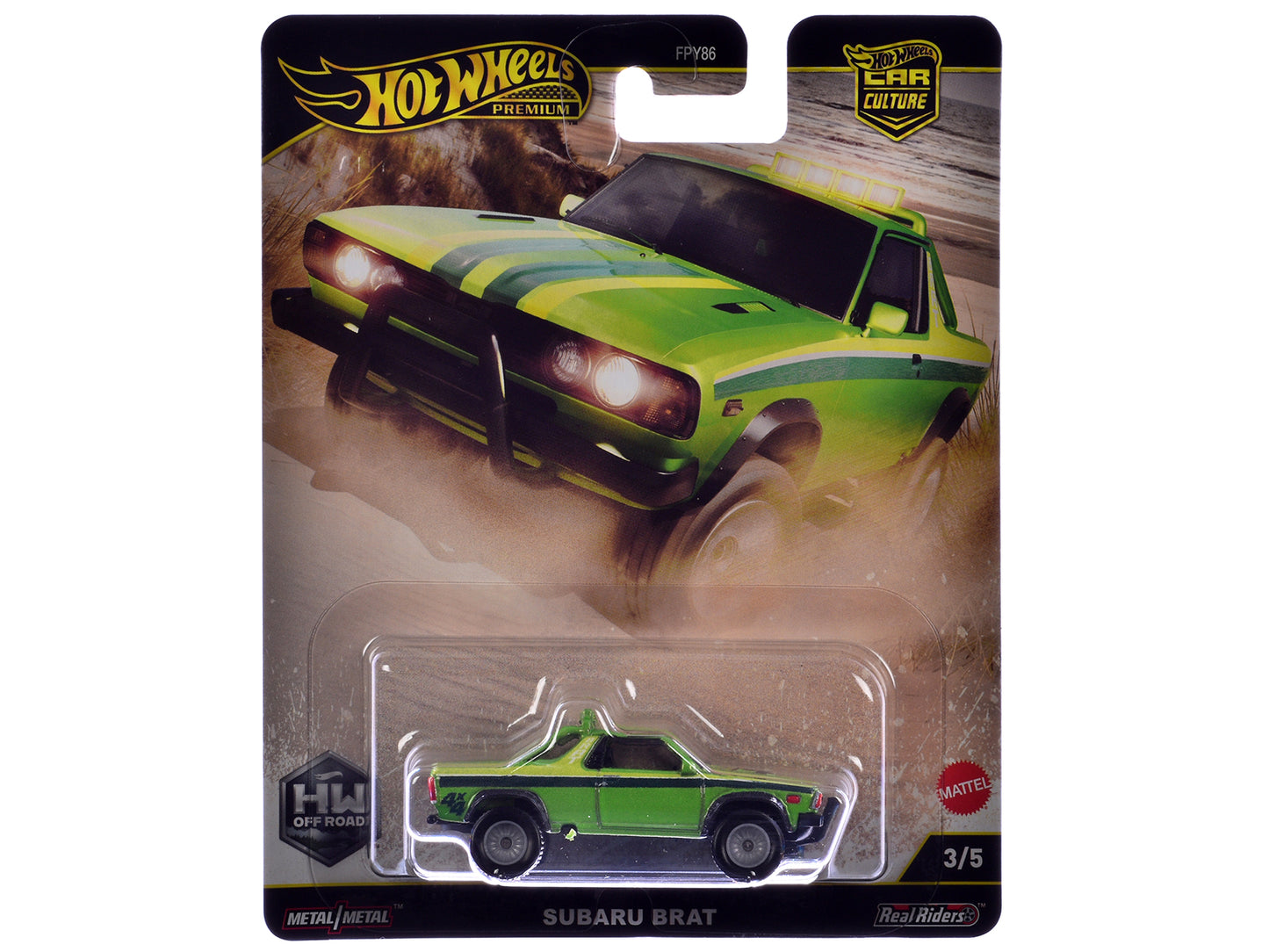 Subaru BRAT Utility Truck Green Metallic with Stripes &quot;HW Off Road&quot; Series Diecast Model Car by Hot Wheels