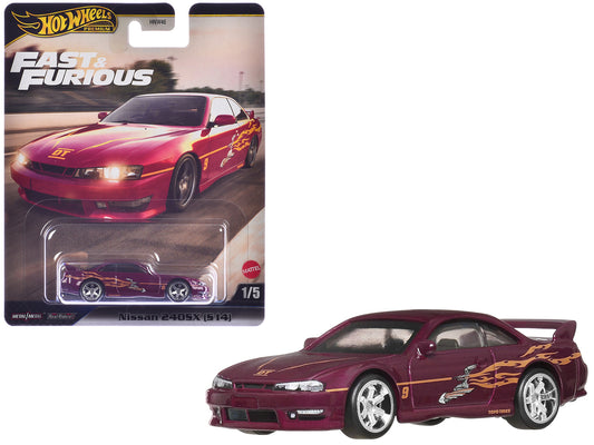 Nissan 240SX (S14) RHD (Right Hand Drive) Maroon with Graphics &quot;The Fast and the Furious&quot; (2001) Movie &quot;Fast & Furious&quot; Series Diecast Model Car by Hot Wheels