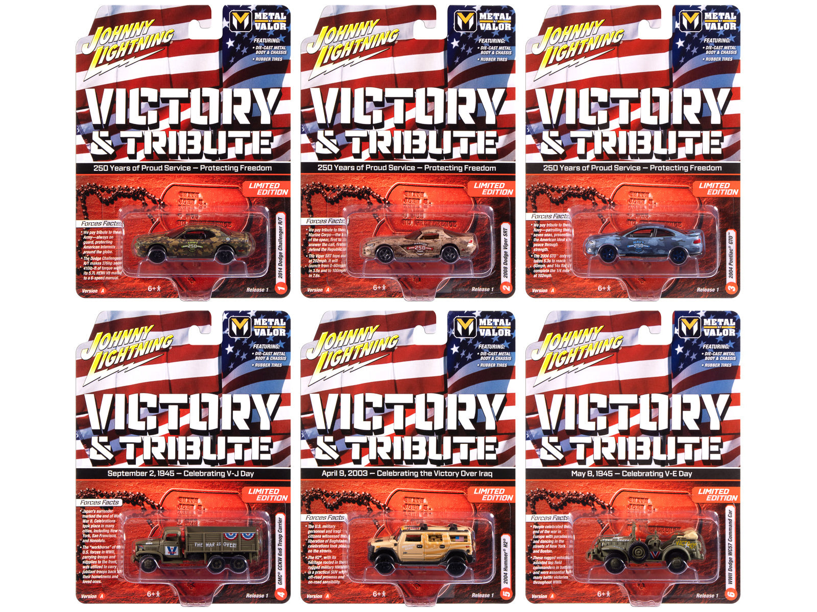 &quot;Military&quot; Set A of 6 pieces 2025 Release 1 Limited Edition Diecast Models by Johnny Lightning