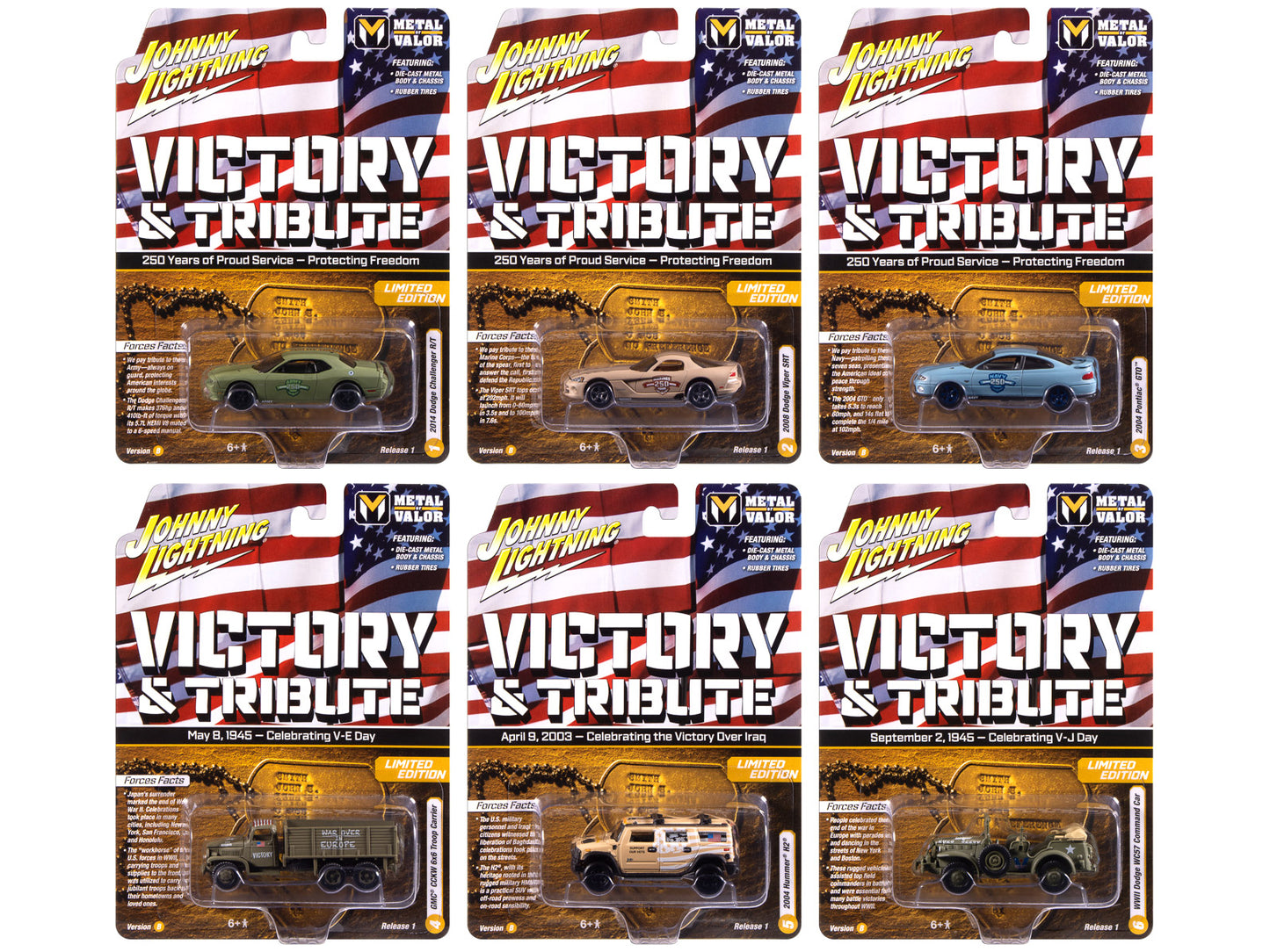 &quot;Military&quot; Set B of 6 pieces 2025 Release 1 Limited Edition Diecast Models by Johnny Lightning