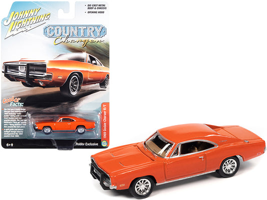1969 Dodge Charger R/T Orange &quot;Country Charger&quot; 1/64 Diecast Model Car by Johnny Lightning