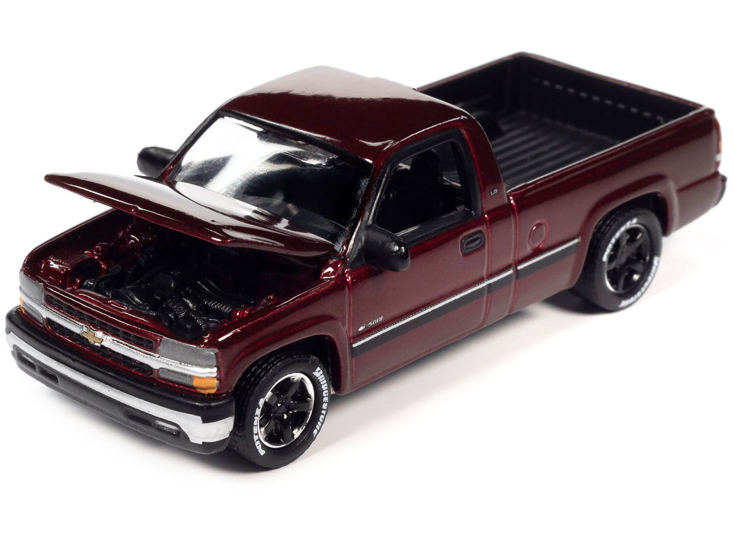 2002 Chevrolet Silverado Pickup Truck Cherry Red Metallic &quot;Classic Gold Collection&quot; Series Limited Edition to 9868 pieces Worldwide 1/64 Diecast Model Car by Johnny Lightning