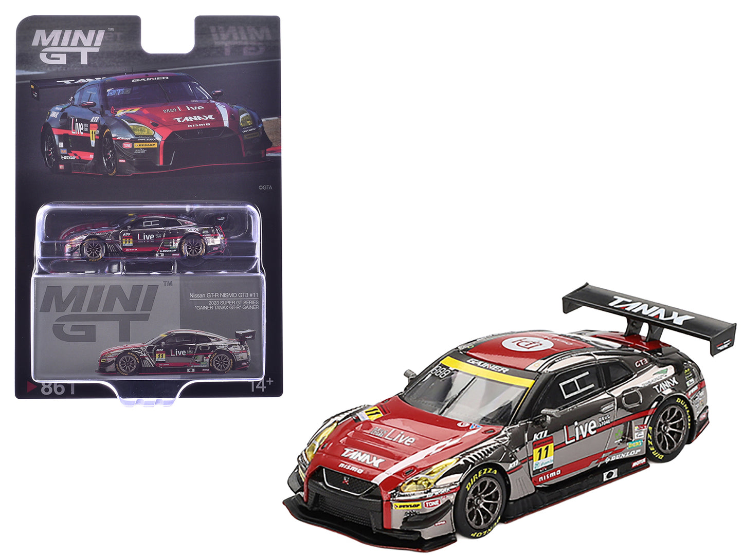 Nissan GT-R NISMO GT3 #11 Ryuichiro Tomita - Keishi Ishikawa - Yusuke Shiotsu &quot;GAINER TANAX&quot; &quot;Super GT Series&quot; (2023) Limited Edition 1/64 Diecast Model Car by Mini GT