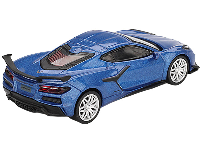 2023 Chevrolet Corvette Z06 Elkhart Lake Blue Metallic Limited Edition 1/64 Diecast Model Car by Mini GT
