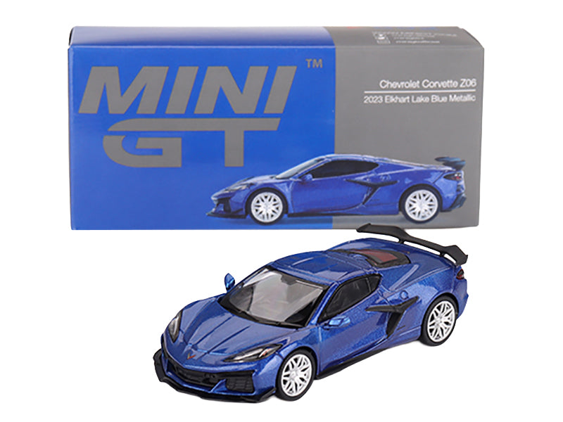 2023 Chevrolet Corvette Z06 Elkhart Lake Blue Metallic Limited Edition 1/64 Diecast Model Car by Mini GT