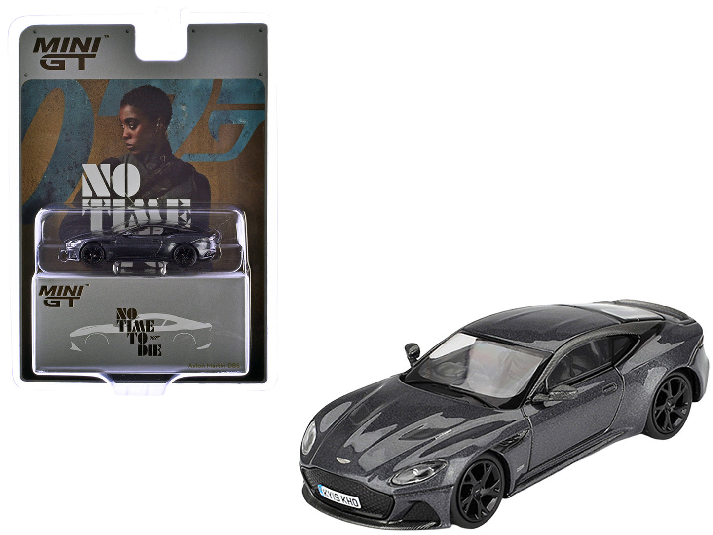 Aston Martin DBS RHD (Right Hand Drive) Gray Metallic 007 James Bond &quot;No Time to Die&quot; (2021) Movie Limited Edition 1/64 Diecast Model Car by Mini GT